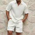 Kingston | Men's Textured Short Sleeve Zip Front Two Piece Matching Set