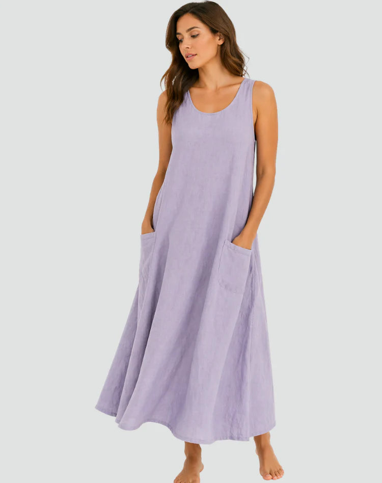 Kirsteen | Women’s Flowy Pocket Scoop Sleeveless Maxi Dress