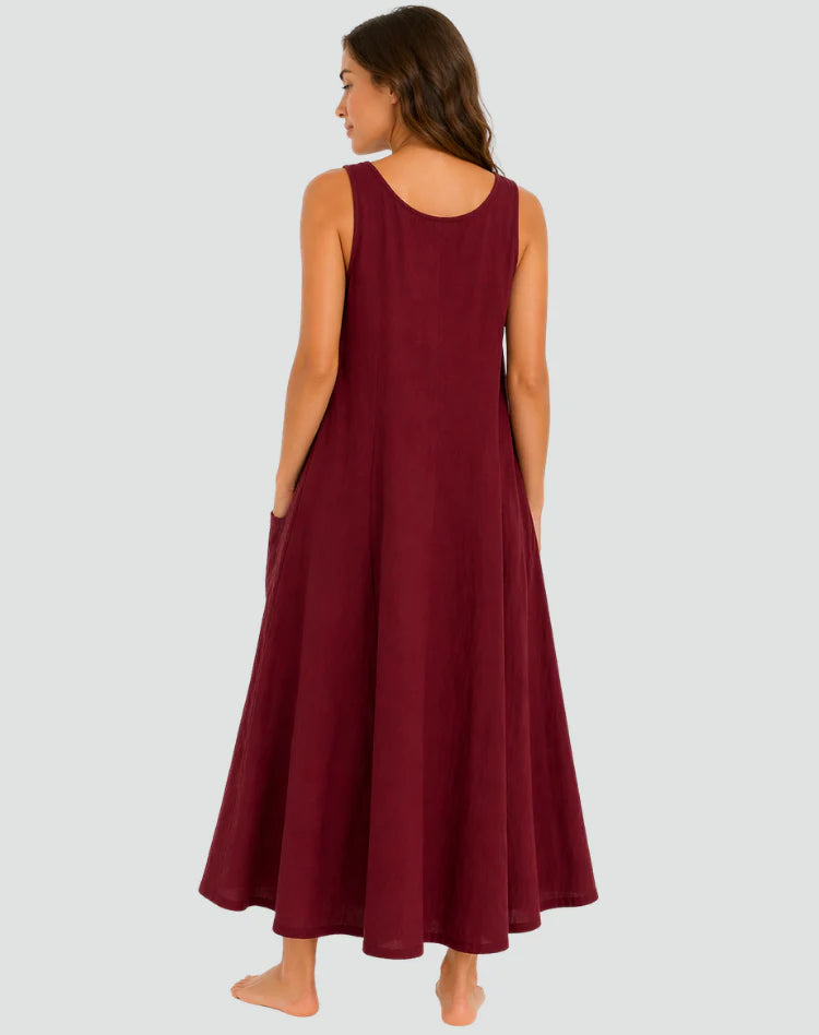 Kirsteen | Women’s Flowy Pocket Scoop Sleeveless Maxi Dress