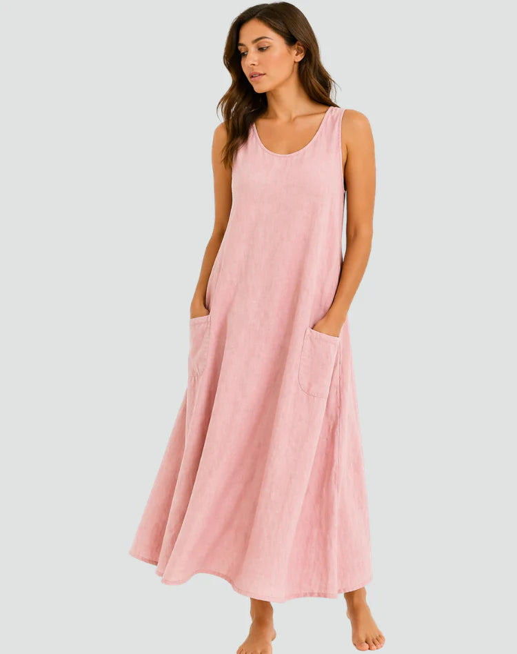 Kirsteen | Women’s Flowy Pocket Scoop Sleeveless Maxi Dress