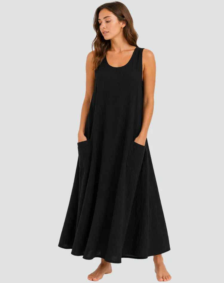 Kirsteen | Women’s Flowy Pocket Scoop Sleeveless Maxi Dress