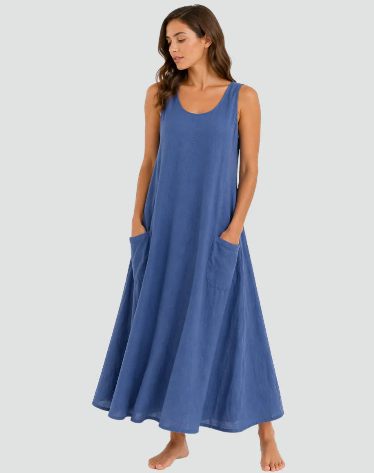 Kirsteen | Women’s Flowy Pocket Scoop Sleeveless Maxi Dress