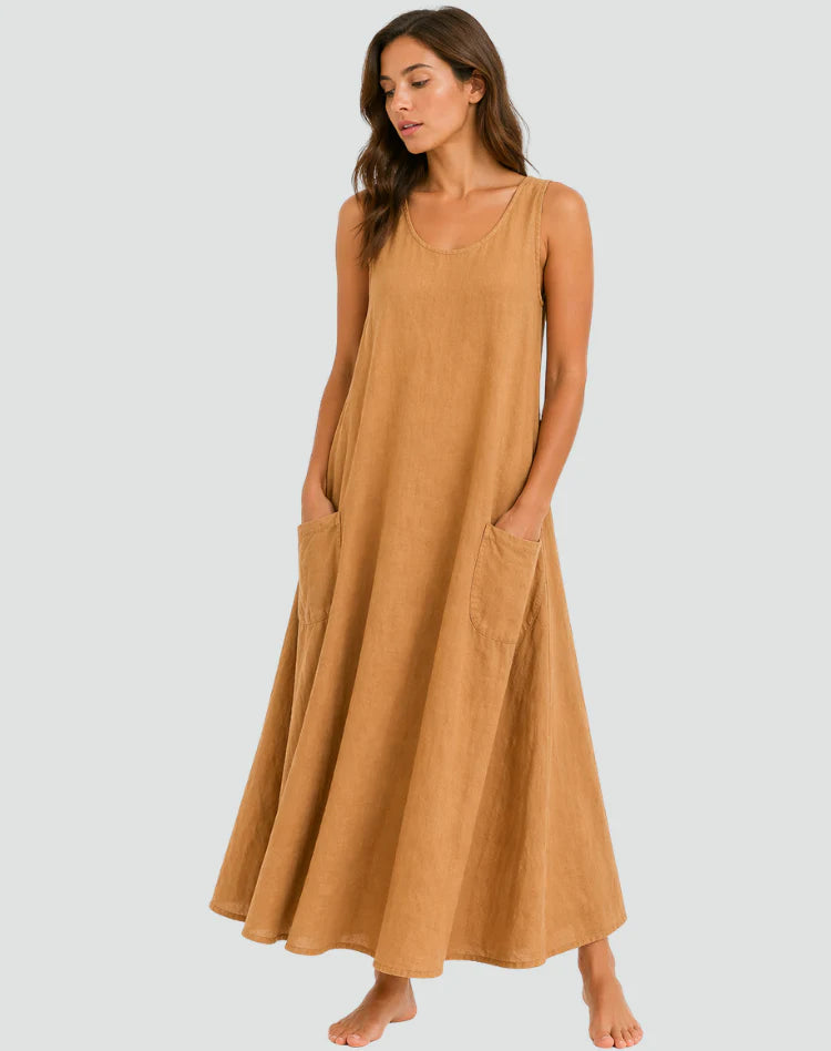 Kirsteen | Women’s Flowy Pocket Scoop Sleeveless Maxi Dress