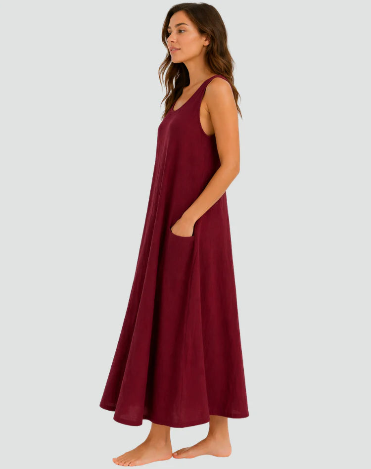 Kirsteen | Women’s Flowy Pocket Scoop Sleeveless Maxi Dress