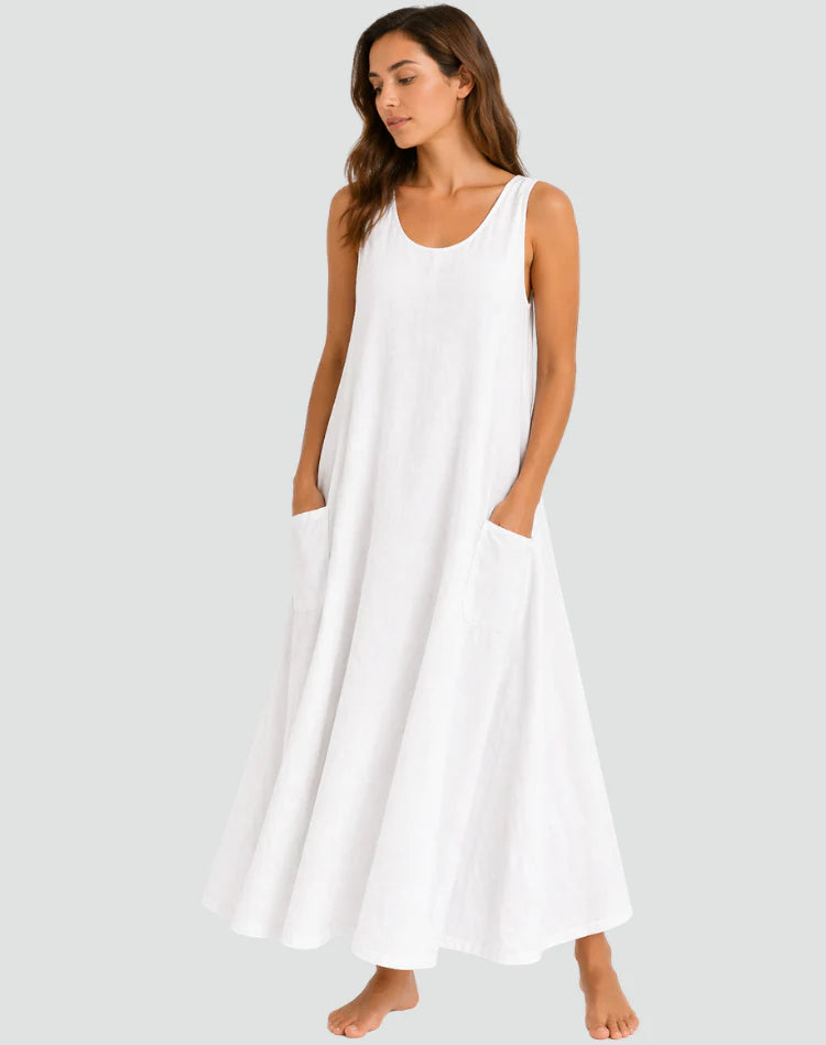 Kirsteen | Women’s Flowy Pocket Scoop Sleeveless Maxi Dress