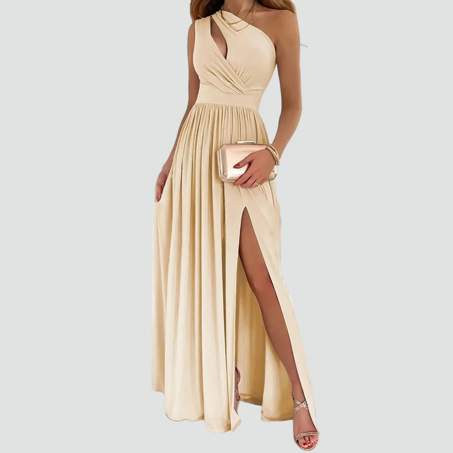 Kristie | Women’s High Slit One Shoulder Flowy Maxi Dress
