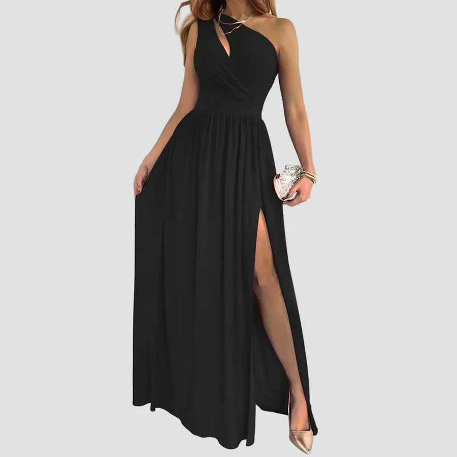 Kristie | Women’s High Slit One Shoulder Flowy Maxi Dress
