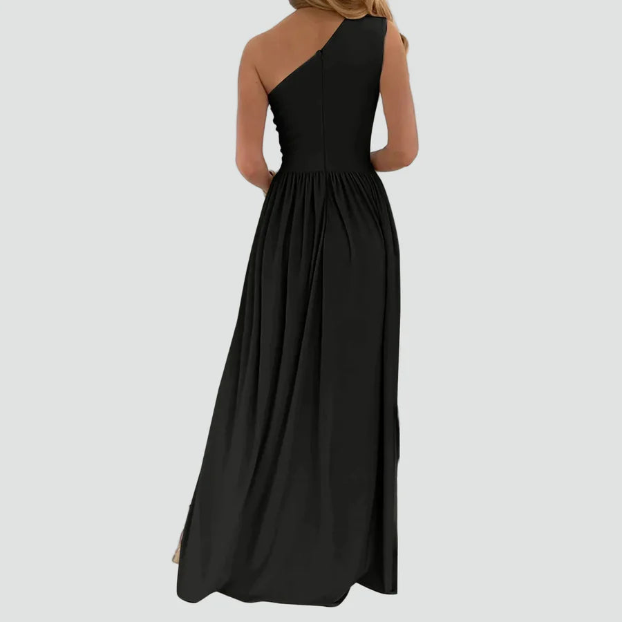 Kristie | Women’s High Slit One Shoulder Flowy Maxi Dress