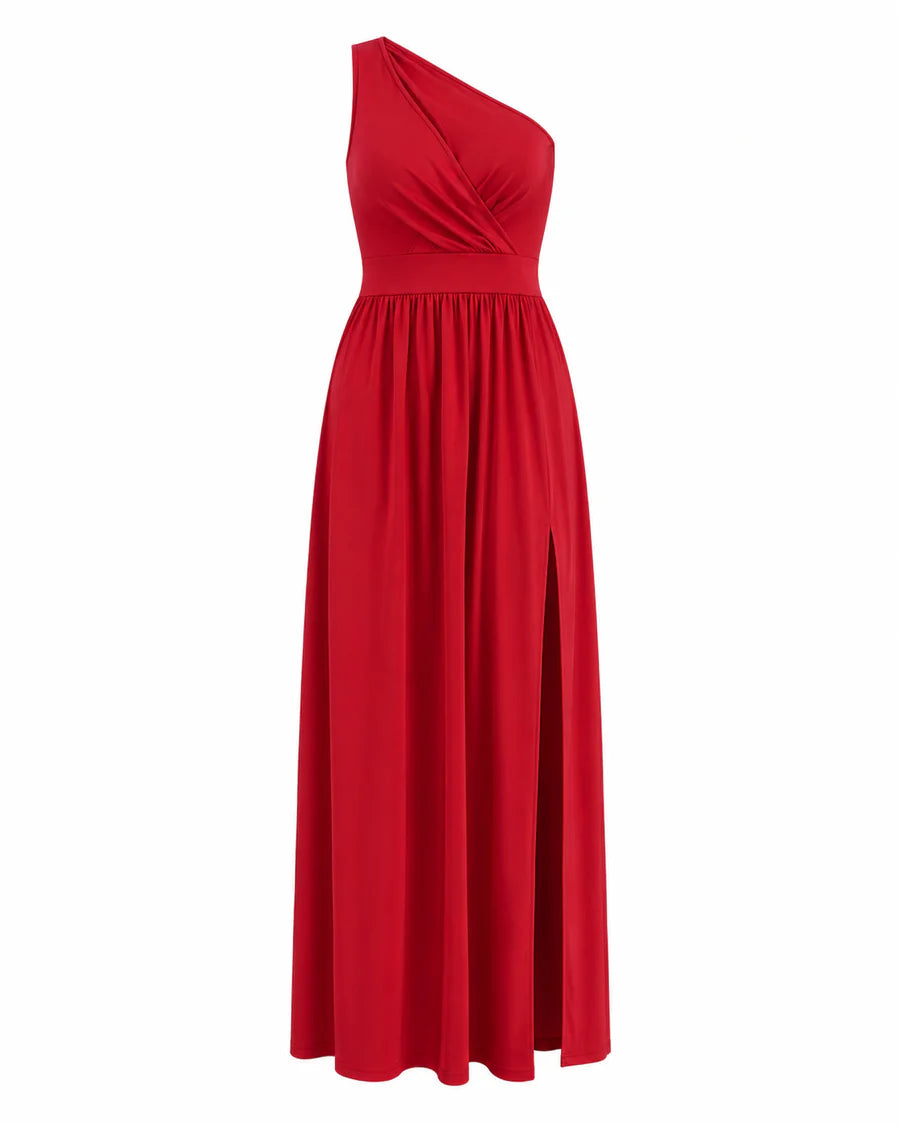 Kristie | Women’s High Slit One Shoulder Flowy Maxi Dress