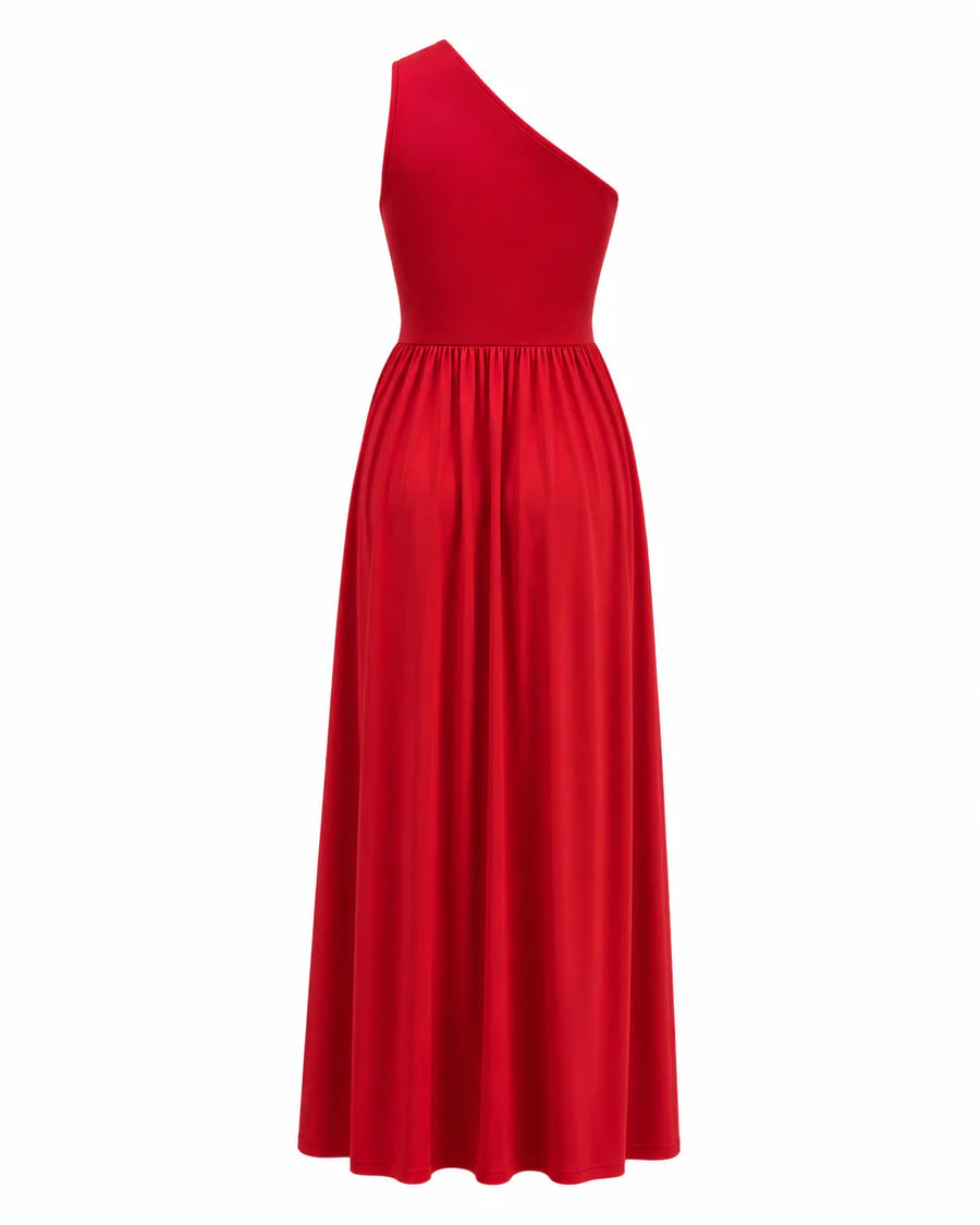 Kristie | Women’s High Slit One Shoulder Flowy Maxi Dress