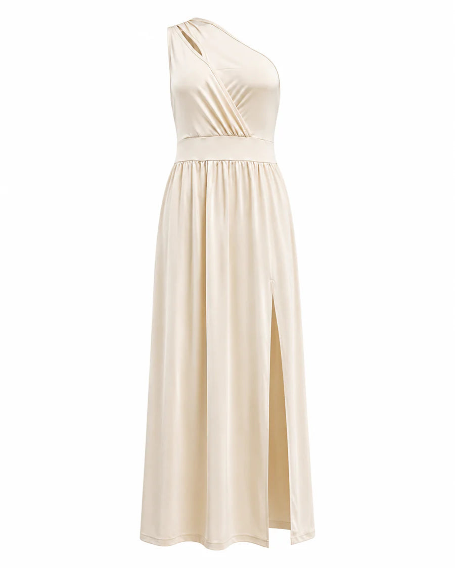 Kristie | Women’s High Slit One Shoulder Flowy Maxi Dress