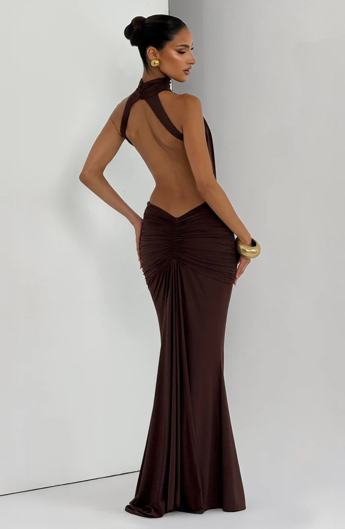 Larissa | Women’s Sleeveless Halter Neck Open Back Flowy Maxi Dress