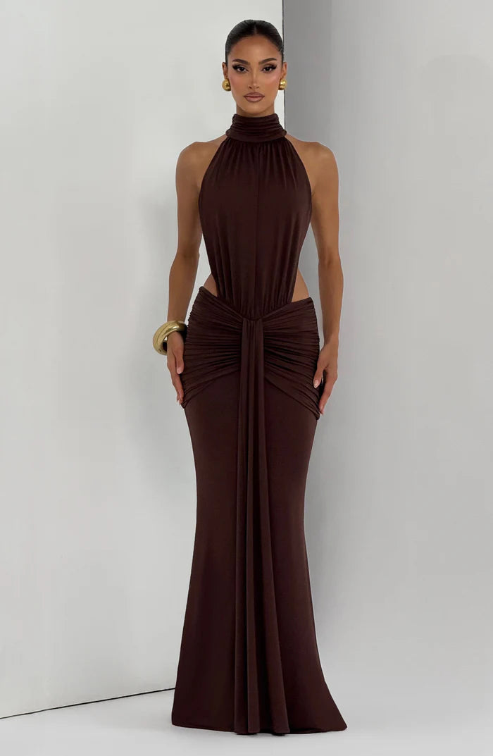 Larissa | Women’s Sleeveless Halter Neck Open Back Flowy Maxi Dress