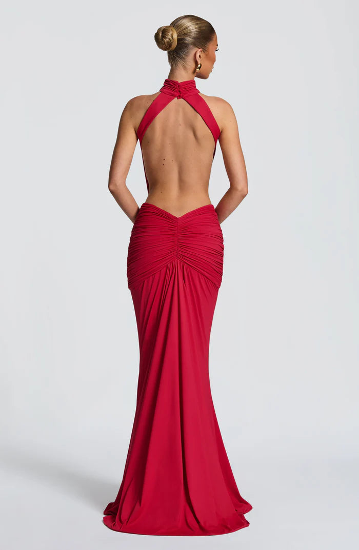 Larissa | Women’s Sleeveless Halter Neck Open Back Flowy Maxi Dress