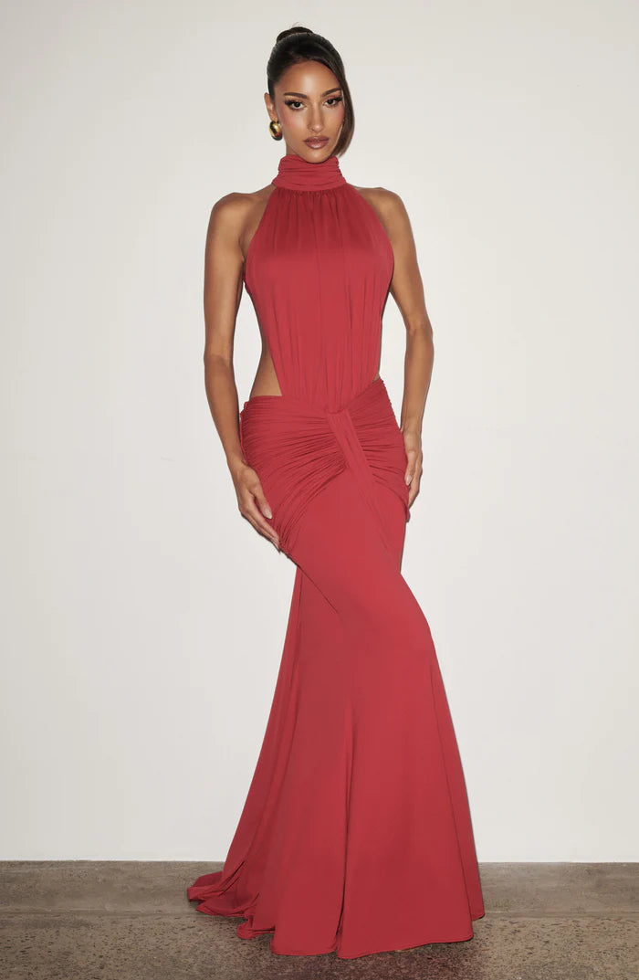 Larissa | Women’s Sleeveless Halter Neck Open Back Flowy Maxi Dress
