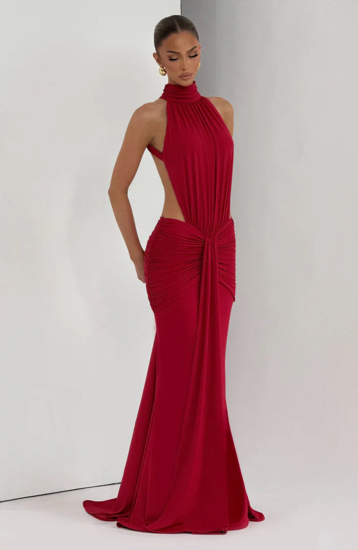 Larissa | Women’s Sleeveless Halter Neck Open Back Flowy Maxi Dress