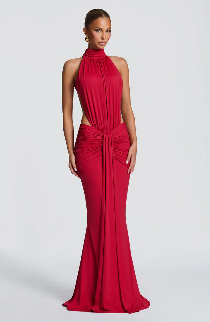 Larissa | Women’s Sleeveless Halter Neck Open Back Flowy Maxi Dress