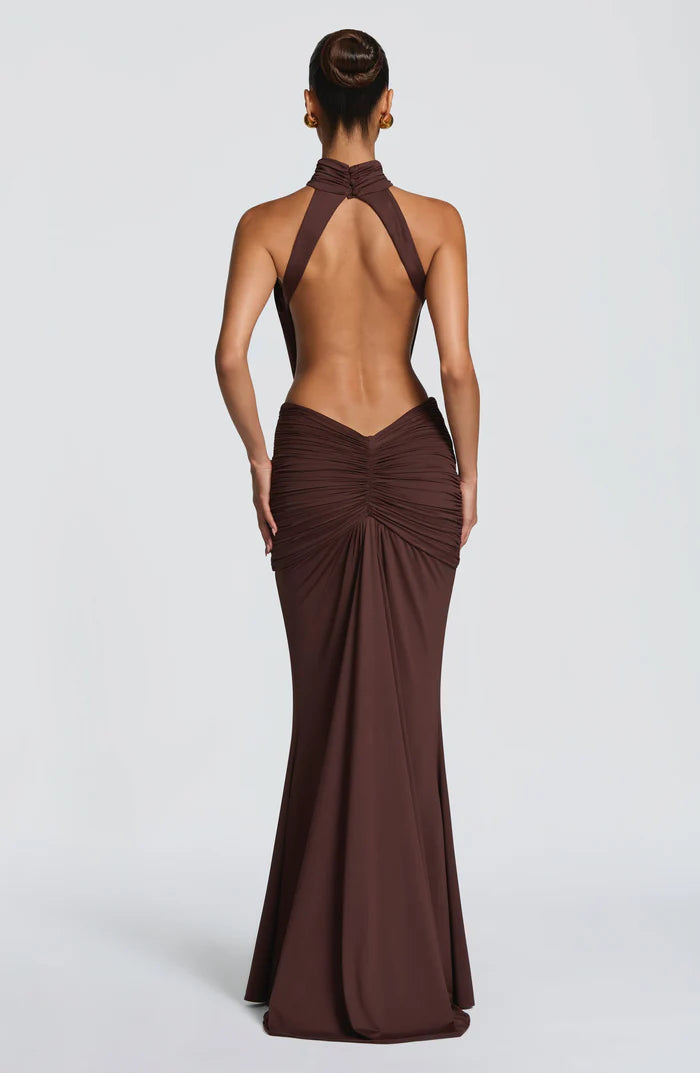 Larissa | Women’s Sleeveless Halter Neck Open Back Flowy Maxi Dress