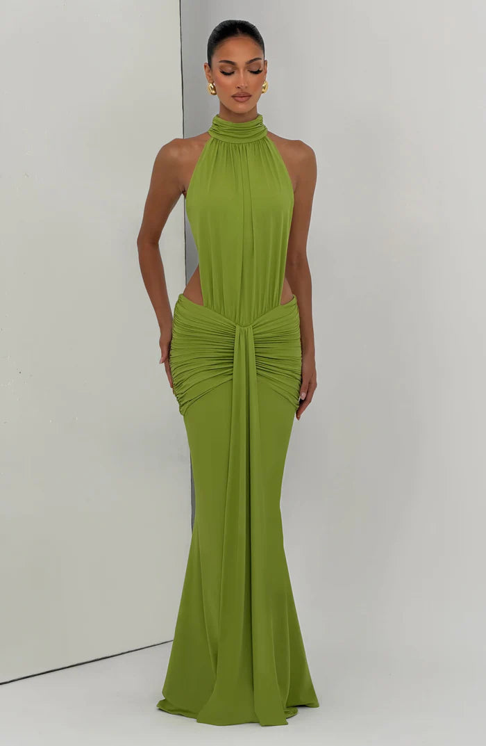 Larissa | Women’s Sleeveless Halter Neck Open Back Flowy Maxi Dress