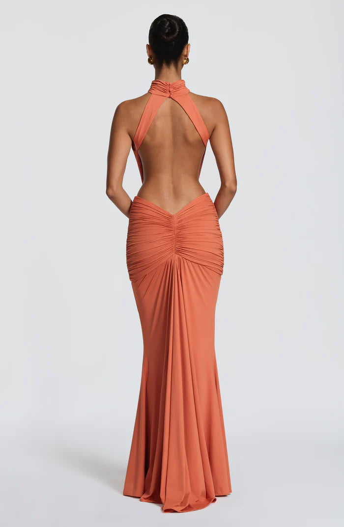 Larissa | Women’s Sleeveless Halter Neck Open Back Flowy Maxi Dress