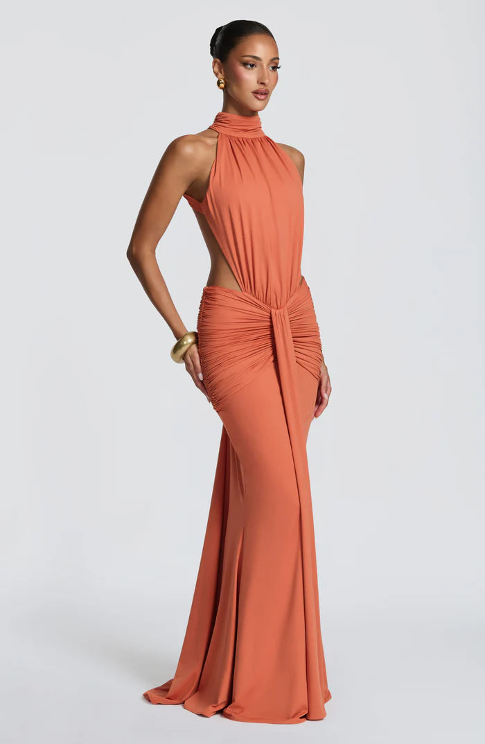 Larissa | Women’s Sleeveless Halter Neck Open Back Flowy Maxi Dress