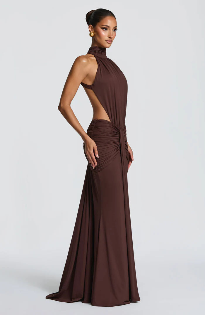 Larissa | Women’s Sleeveless Halter Neck Open Back Flowy Maxi Dress