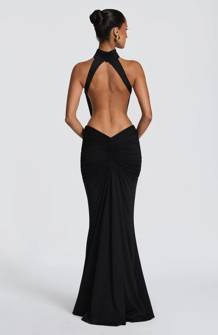 Larissa | Women’s Sleeveless Halter Neck Open Back Flowy Maxi Dress