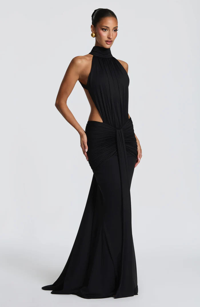 Larissa | Women’s Sleeveless Halter Neck Open Back Flowy Maxi Dress