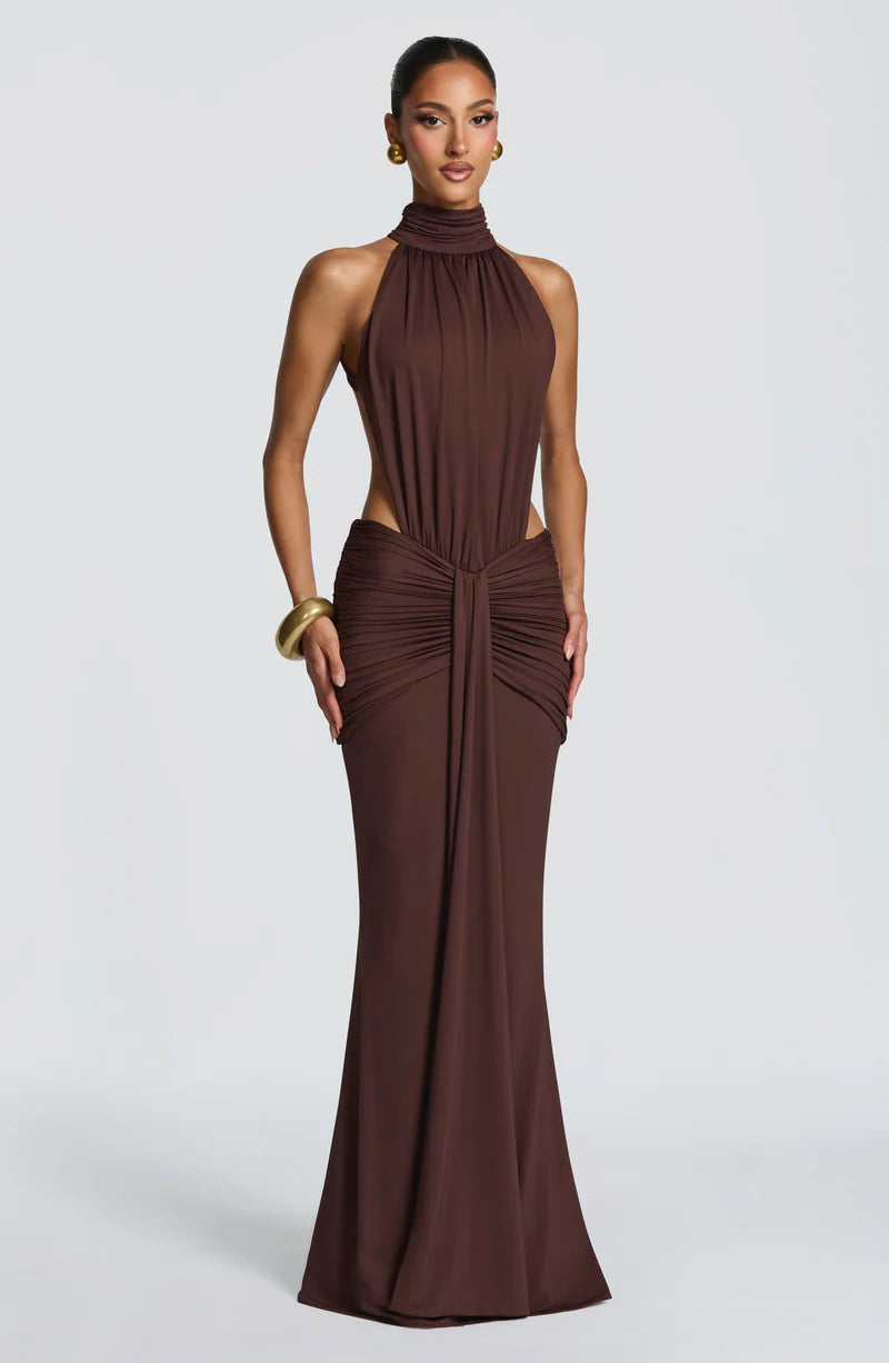 Larissa | Women’s Sleeveless Halter Neck Open Back Flowy Maxi Dress