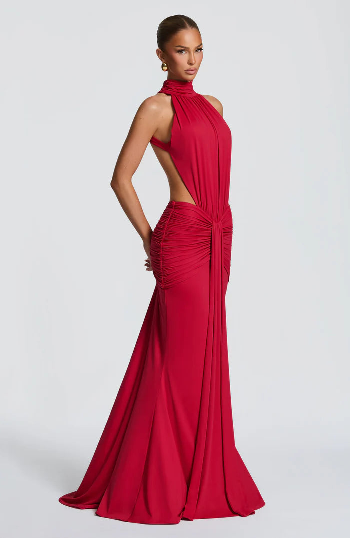 Larissa | Women’s Sleeveless Halter Neck Open Back Flowy Maxi Dress