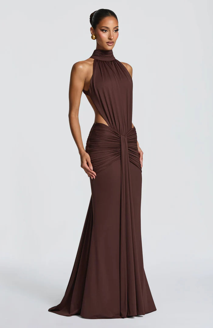 Larissa | Women’s Sleeveless Halter Neck Open Back Flowy Maxi Dress