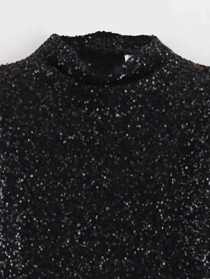 Latoya | Women’s Round Neck Sparkly Glitter Grad Party Mini Dress