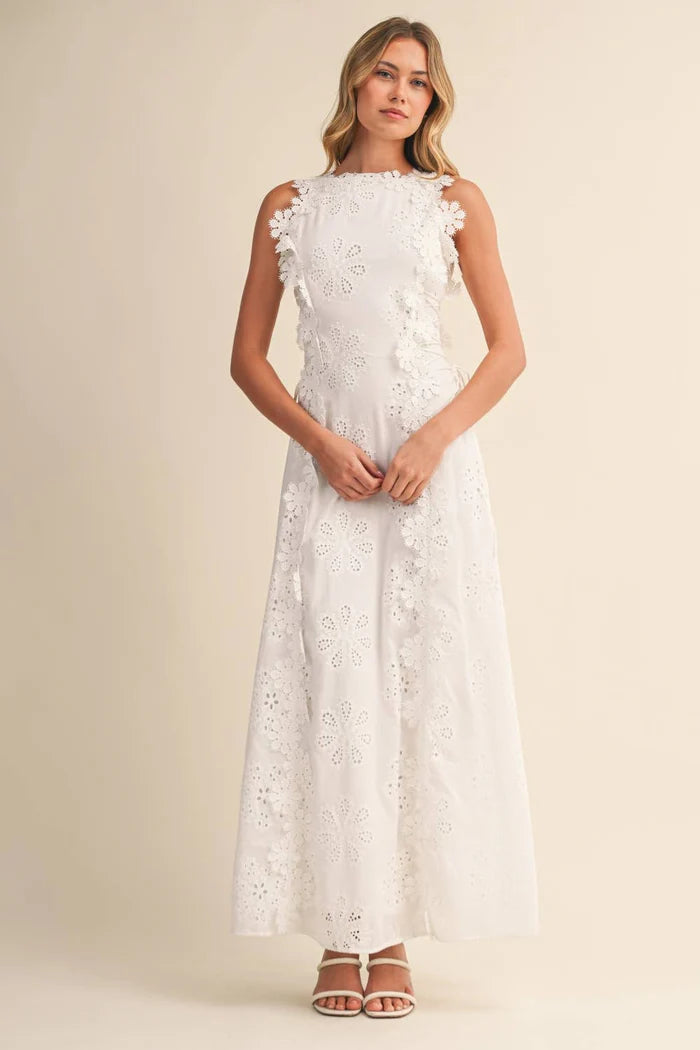 Leighton | Women’s Sleeveless Floral Round Neck Flowy Maxi Dress