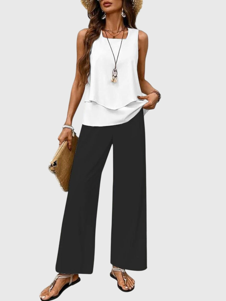 Leonora | Women's Square Neck Sleeveless Two Piece Set