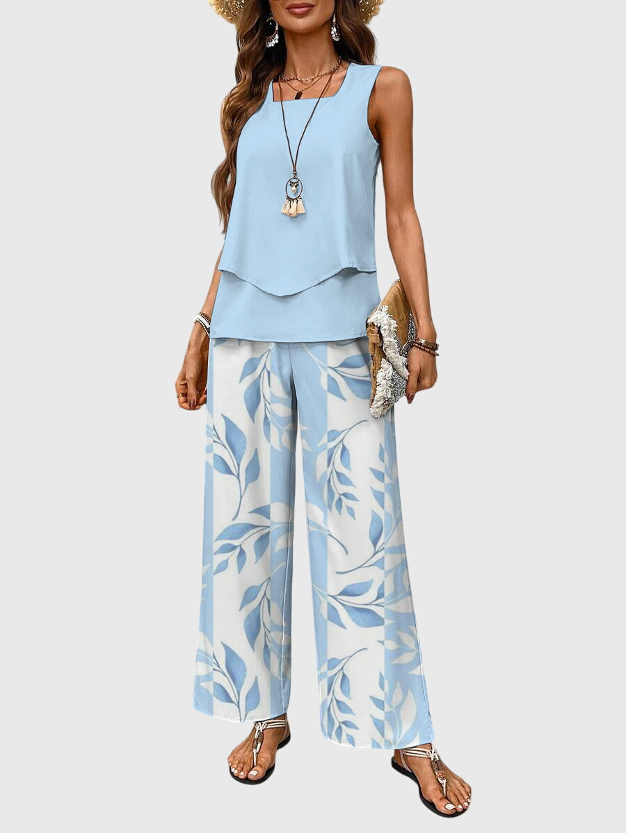 Leonora | Women's Square Neck Sleeveless Two Piece Set