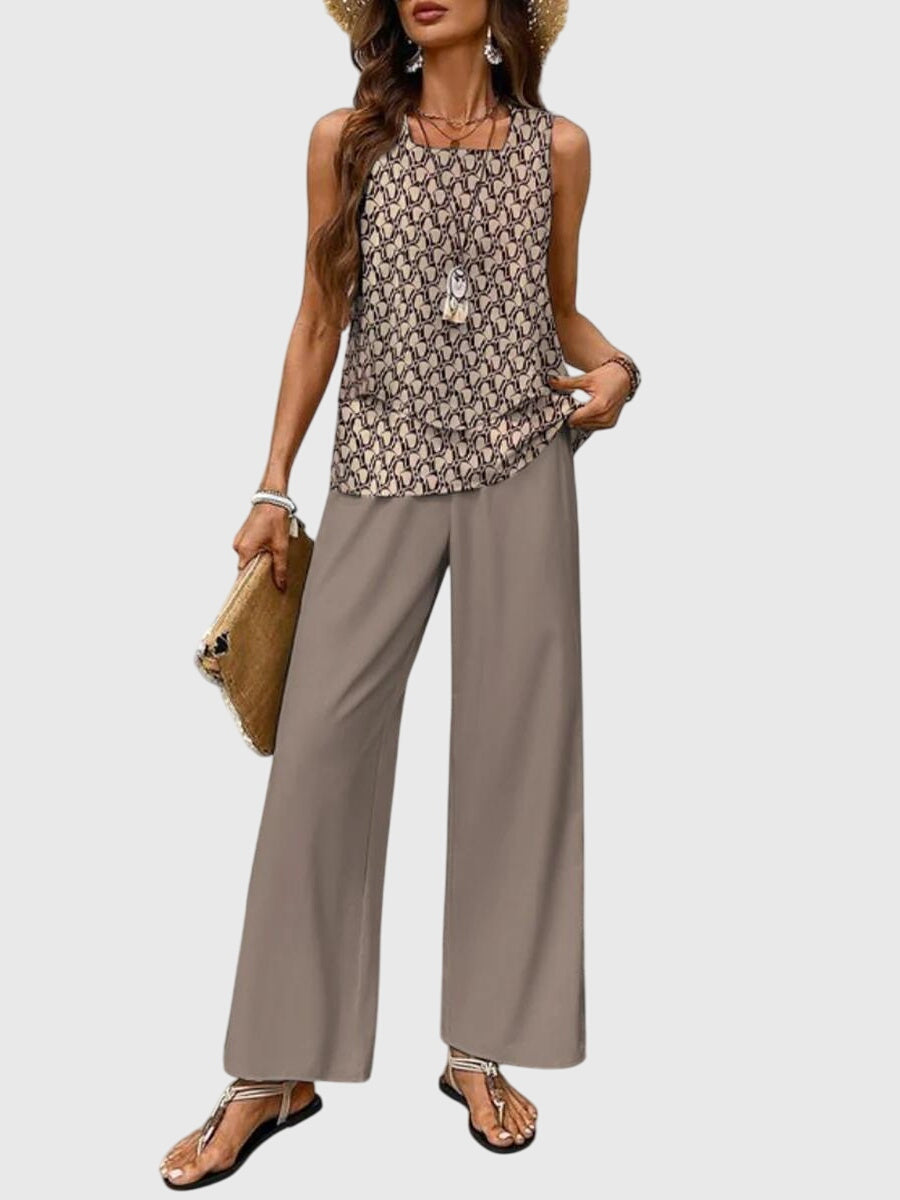 Leonora | Women's Square Neck Sleeveless Two Piece Set