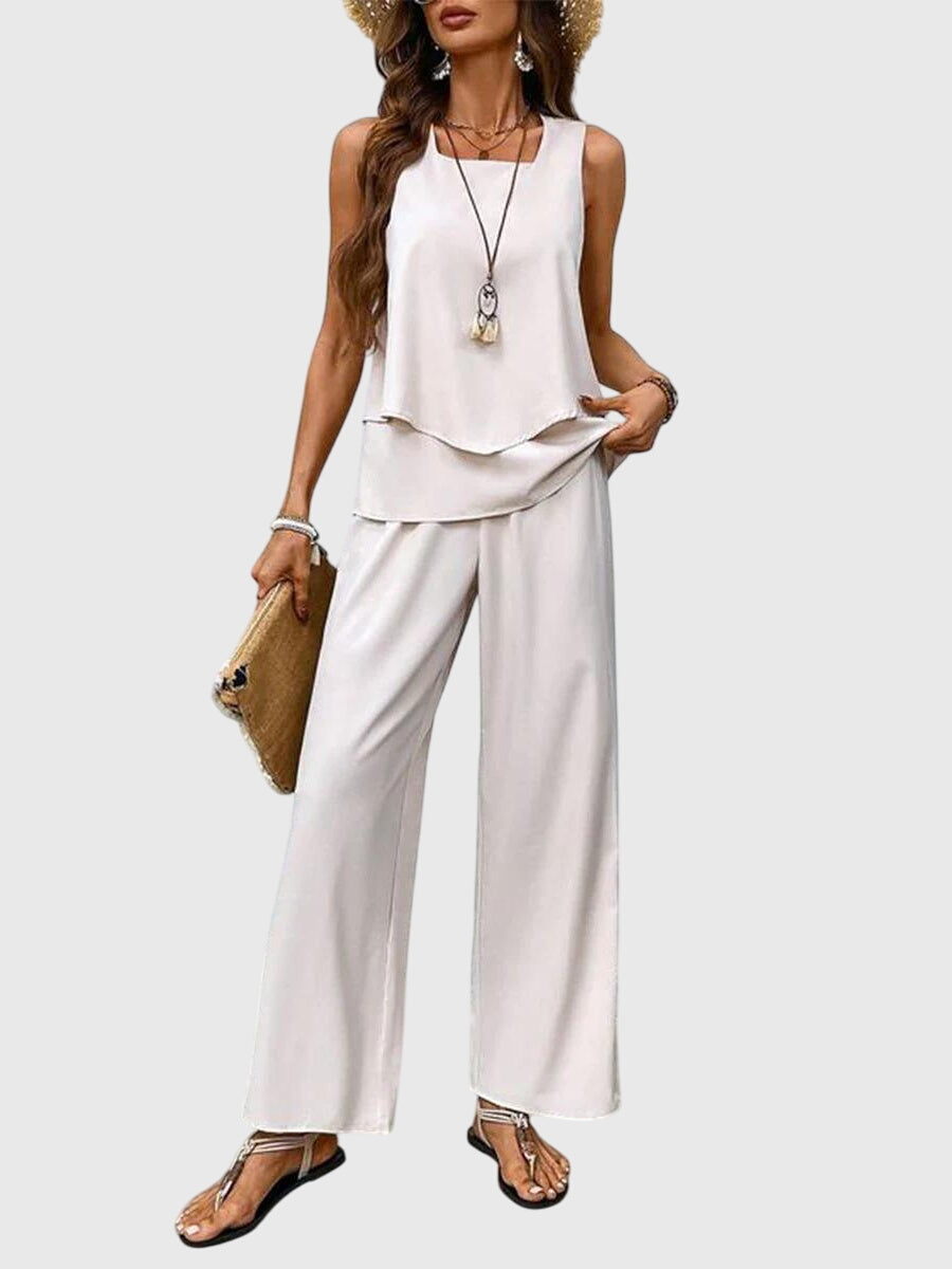 Leonora | Women's Square Neck Sleeveless Two Piece Set