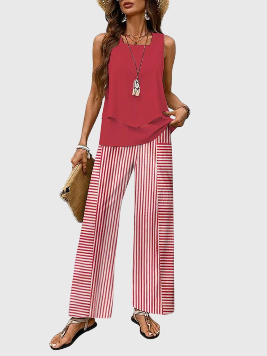 Leonora | Women's Square Neck Sleeveless Two Piece Set