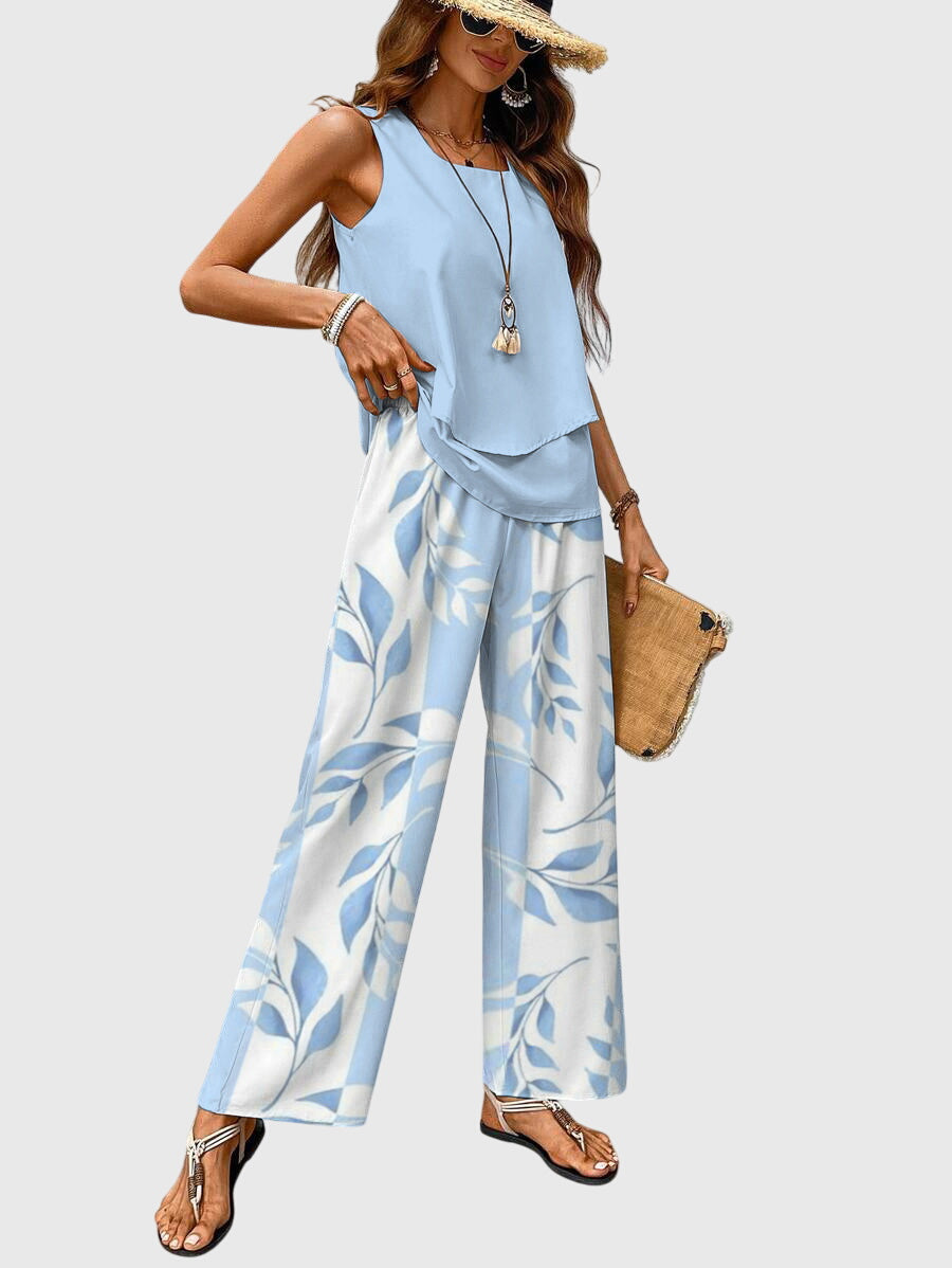 Leonora | Women's Square Neck Sleeveless Two Piece Set