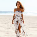 Leslie | Women's Floral High Slit Off Shoulder Boho Maxi Dress