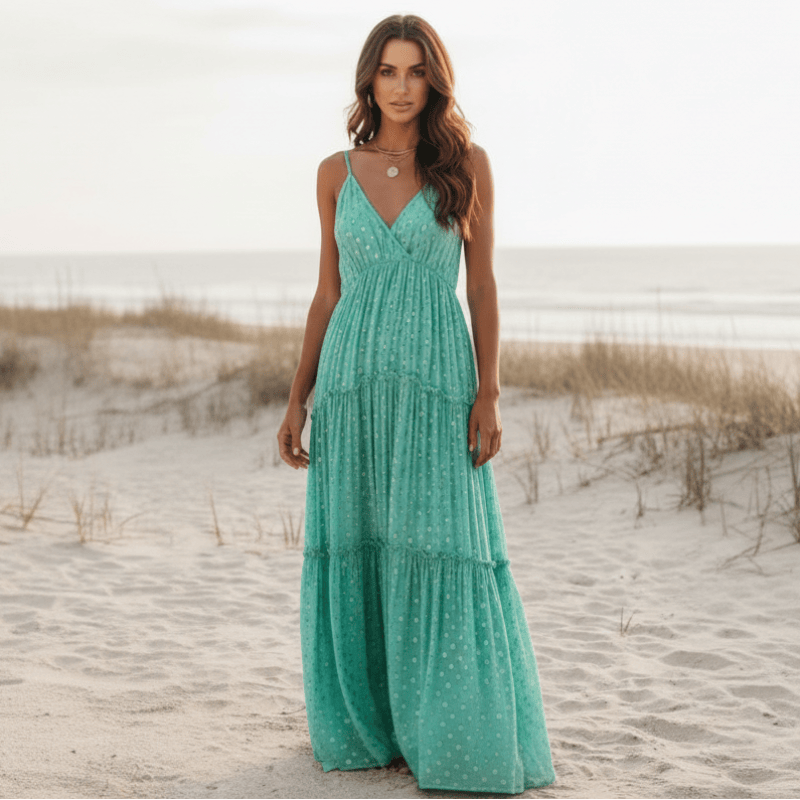 Lexie | Women's V-Neck Sleeveless Flowy Boho Maxi Dress