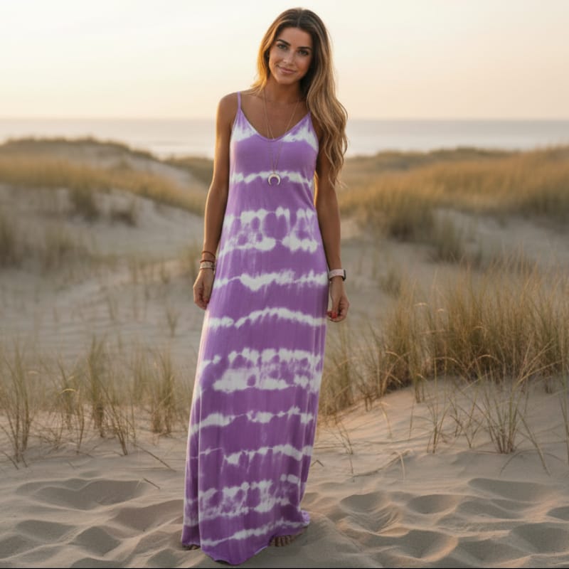 Lindsey | Women's Sleeveless Printed V Neck Boho Maxi Dress