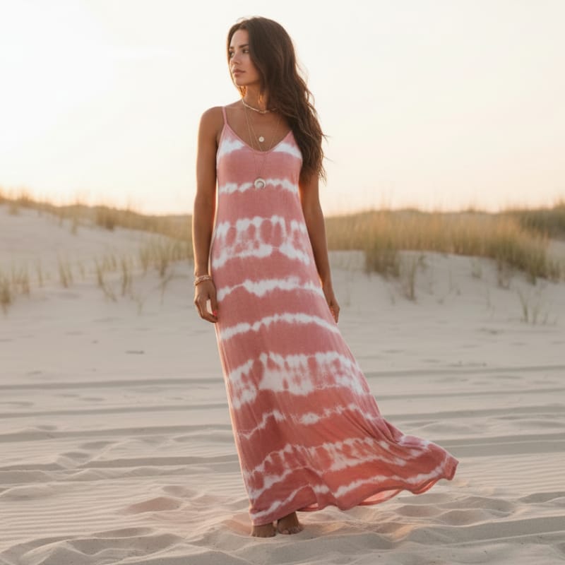 Lindsey | Women's Sleeveless Printed V Neck Boho Maxi Dress