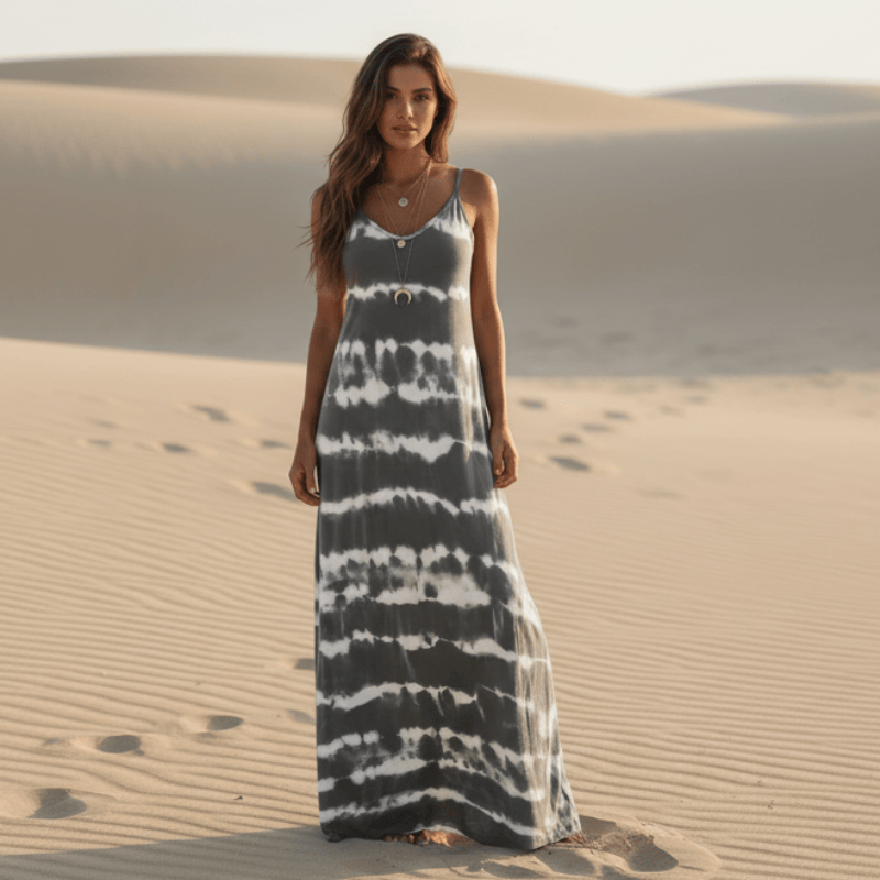 Lindsey | Women's Sleeveless Printed V Neck Boho Maxi Dress
