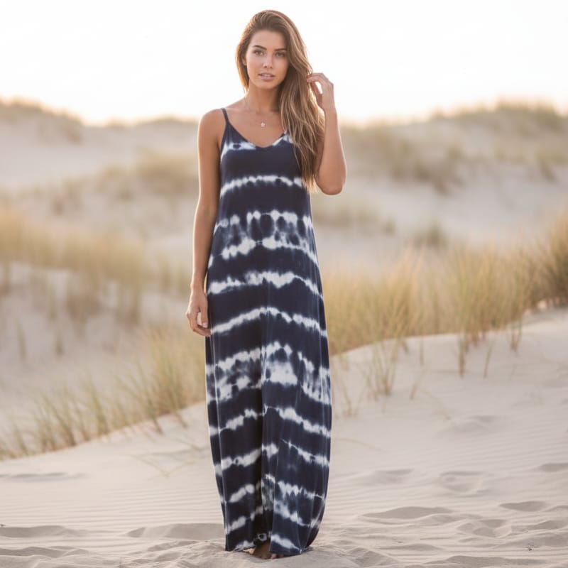 Lindsey | Women's Sleeveless Printed V Neck Boho Maxi Dress