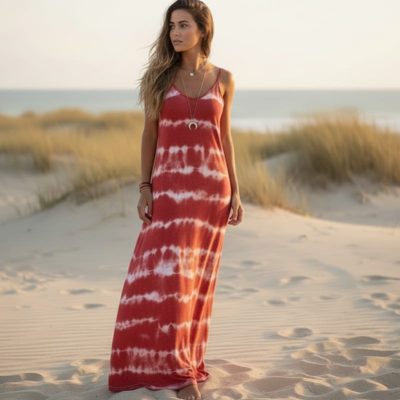 Lindsey | Women's Sleeveless Printed V Neck Boho Maxi Dress
