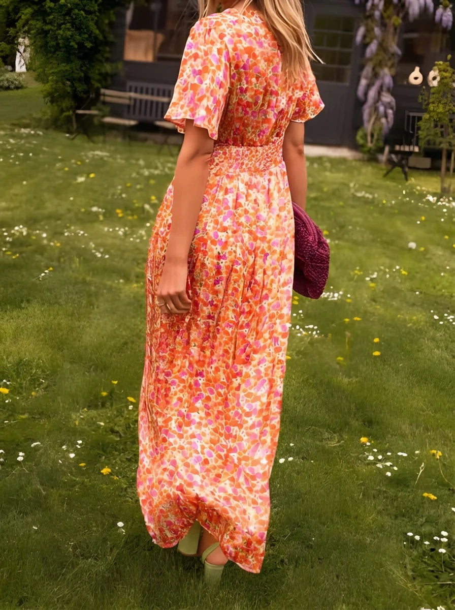 Lisa | Women’s Short Sleeve Floral Print Maxi Dress