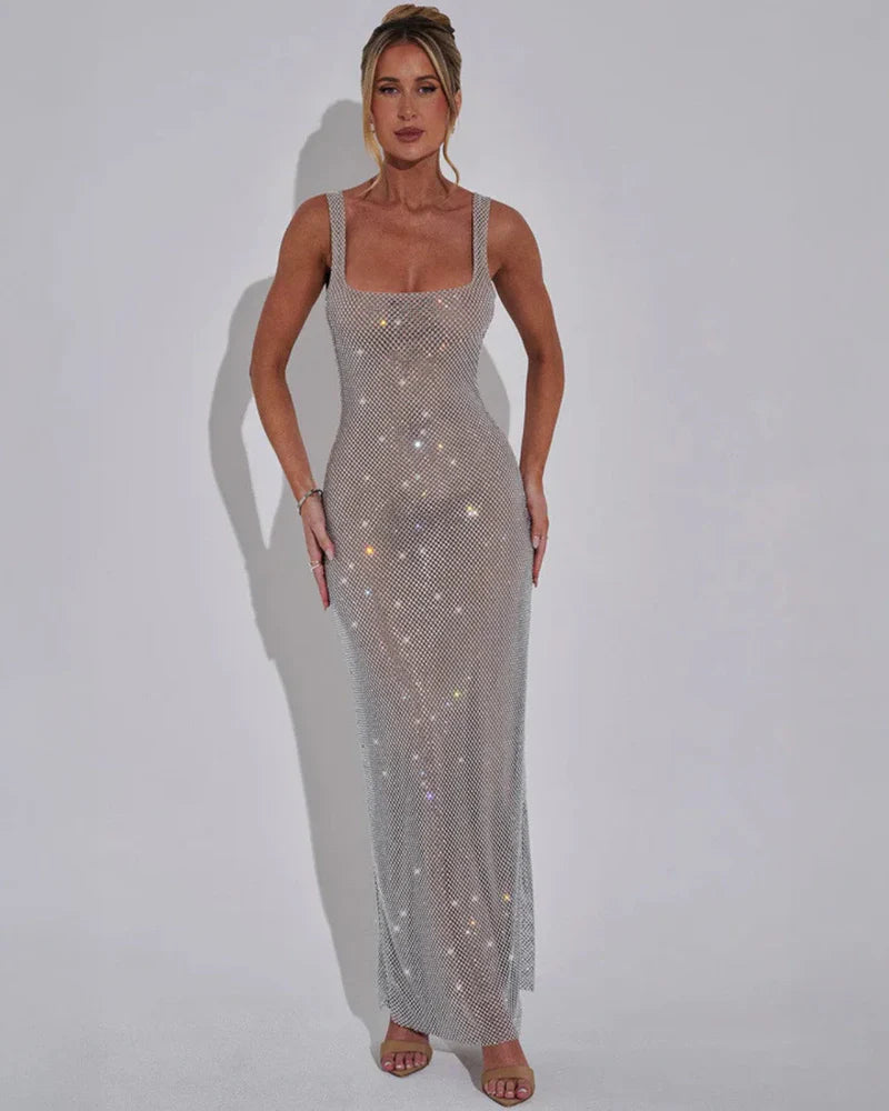Lisa | Women’s Square Neck Sleeveless Wedding Guest Dress