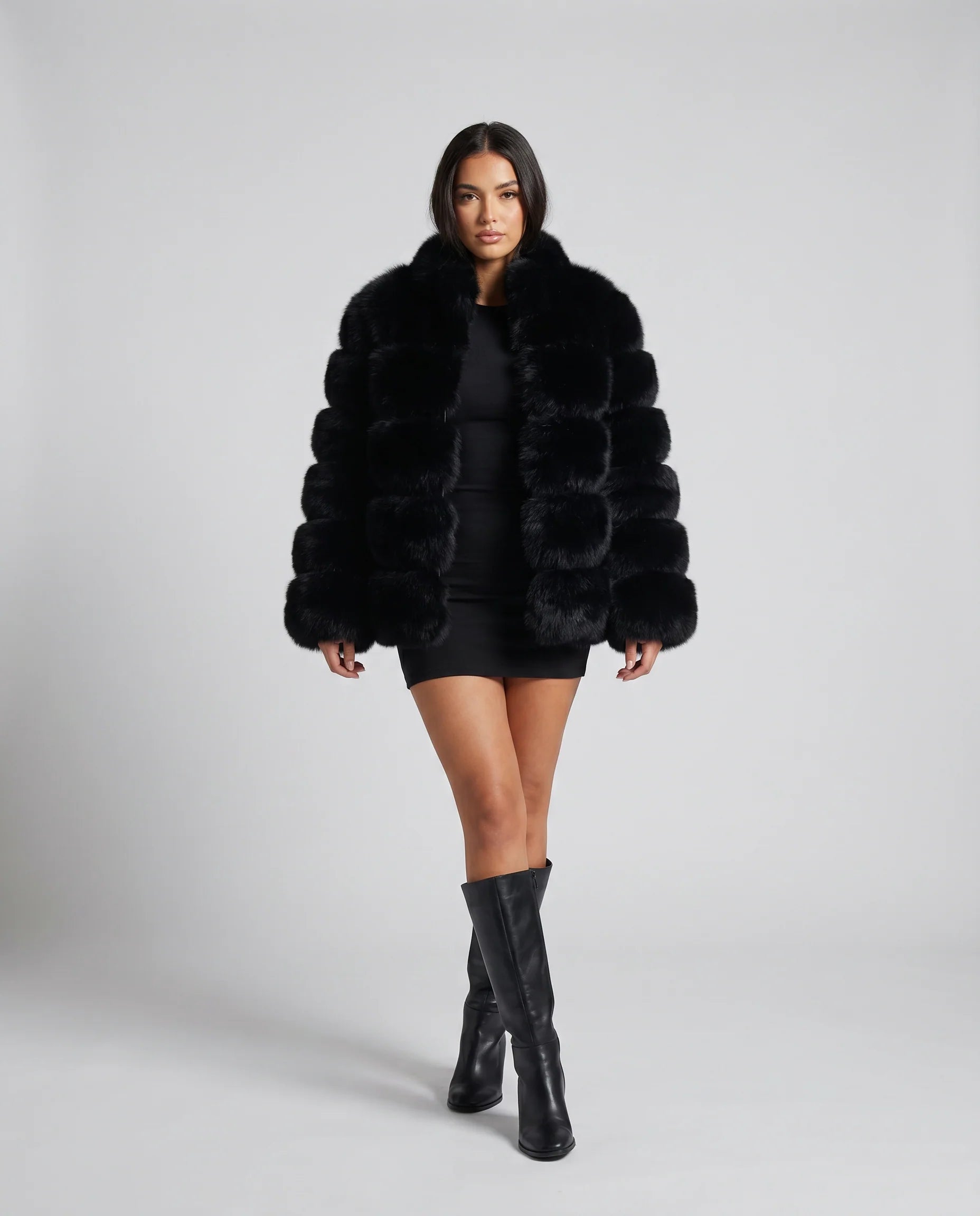 Lorna | Women's High Collar Faux Fur Long Sleeve Winter Jacket