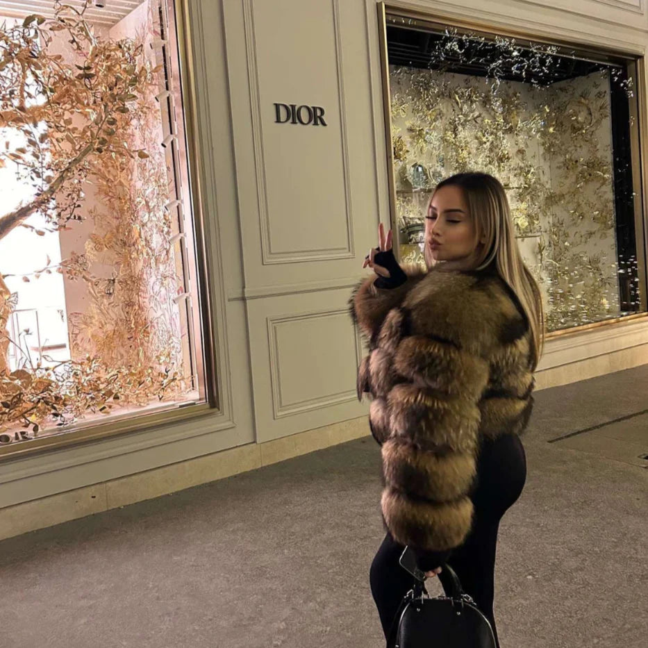 Lorna | Women's High Collar Faux Fur Long Sleeve Winter Jacket